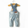 thumbnail image 2 of KIDSCOOL SPACE Salopette en Jean Mignonne Coupe Ajustée Déchirée pour Petite Fille Garçon, 12-18 Mois, 2 of 9
