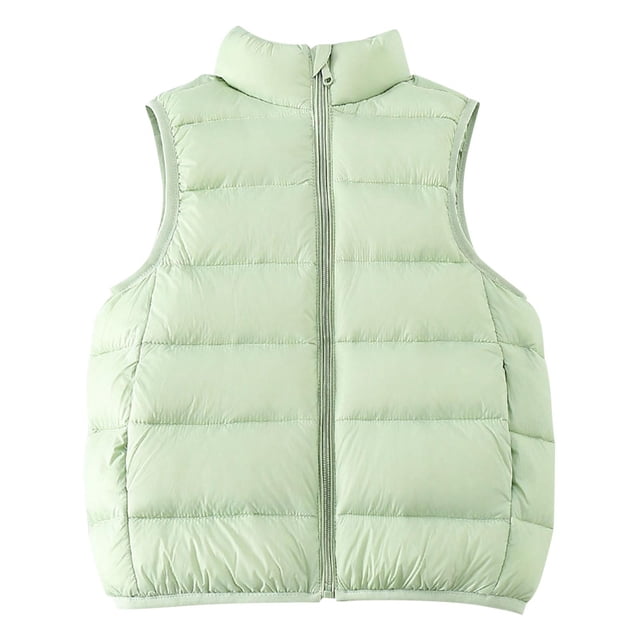 Birdeem Kids Winter Down Jacket, Solid Color Warm Stand Up Collar Camisole Set