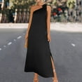 thumbnail image 4 of Olyvenn Deals Womens Split Long Evening Dress Loose Fit Flowy Side Slit Casual Smocked Trendy Summer Strap Sleeveless Prom Dresses for Women 2024 Spring Vintage Solid Sundress Fashion Black 10, 4 of 8