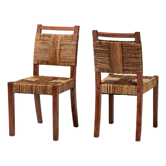 bali & pari Chabela Handwoven Seagrass Dining Chair Set of 2- Mango Wood Frame