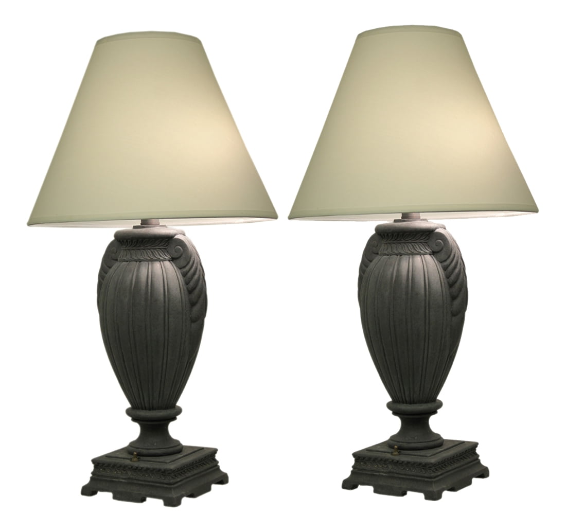 Set Of 2 Deep Bronze Finish Urn Style Table Lamps 30 Inches Tall