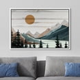 thumbnail image 3 of PixonSign Framed Canvas Print Wall Art Teal Mountain Pine Trees Nature Wilderness Digital Art Wood Panel Landscape Farmhouse/Country Relax/Calm/Cozy Geometric Abstract - 16"x24" White, 3 of 5