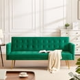 thumbnail image 3 of Modern Velvet Futon Sofa Bed,Convertible Sleeper Sofa Couch with 3 Adjustable Couch Loveseat with Metal Leg for Living Room and Bedroom,Green, 3 of 9