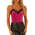 thumbnail image 1 of INSPIRAR CHIC Top de tirantes de encaje de terciopelo para mujer S Rosa Claro, 1 of 6