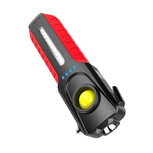 Advancent Linterna LED superbrillante USB con martillo de seguridad, luz lateral, linterna intermitente roja y azul, reflector para exteriores, suministros Iluminación y accesorios Advancent HA074221-00