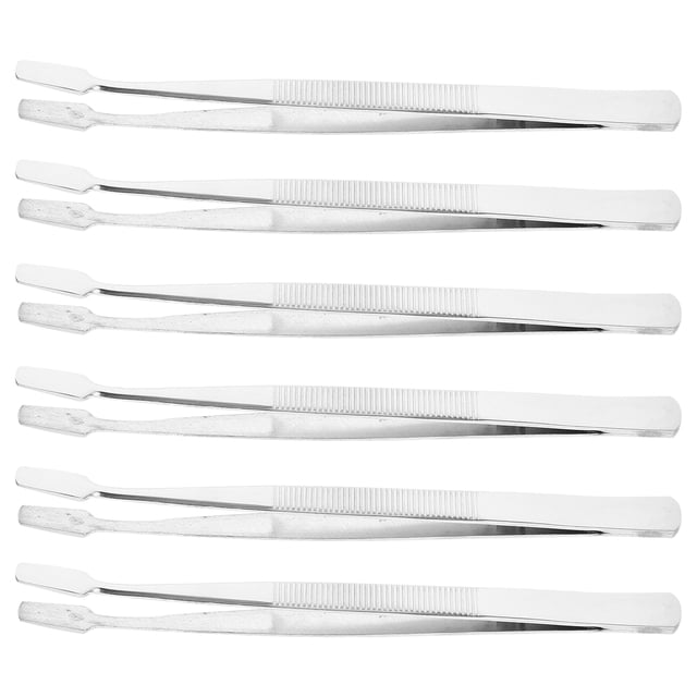 6 Pcs Pinces Plates en Acier Inoxydable à Pointe Grand avec Tampons de Précision