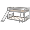 thumbnail image 6 of Low Bunk Bed Full over Full with Convertible Slide and Ladder, Up Bed Fit 6'' Down Bed Fit 8''-10'' Mattress, Load 250lbs 78.8x95.5x49.6inch,Gray, 6 of 8