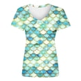 thumbnail image 4 of Womens Summer Tops T Shirts Short Sleeve Elegant Scale Print Crew Neck Blouse Tees, 4 of 4