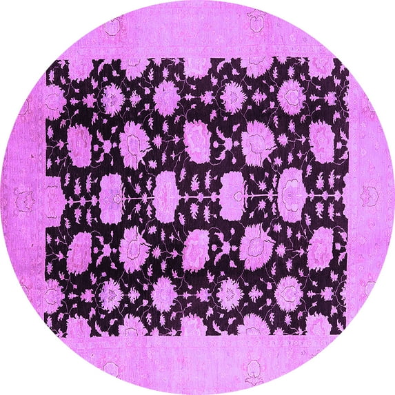 Ahgly Company Indoor Round Oriental Purple Traditional Area Rugs, 3' Round