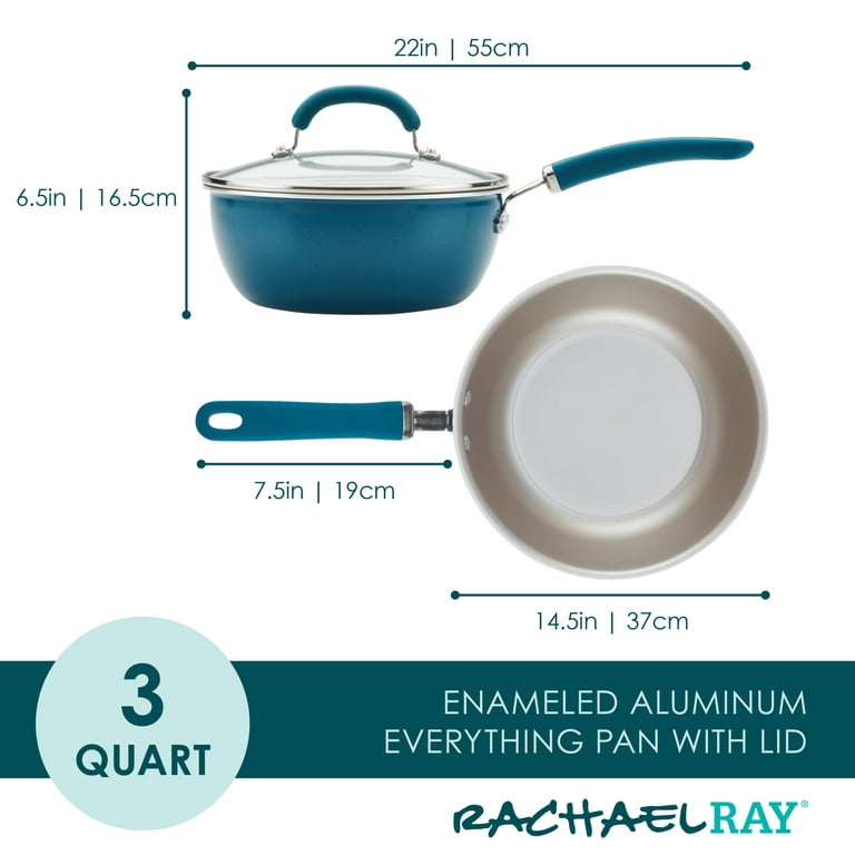 Rachael Ray 10 in. Aluminum Nonstick Skillet Create Delicious in Red Shimmer with Glass Lid