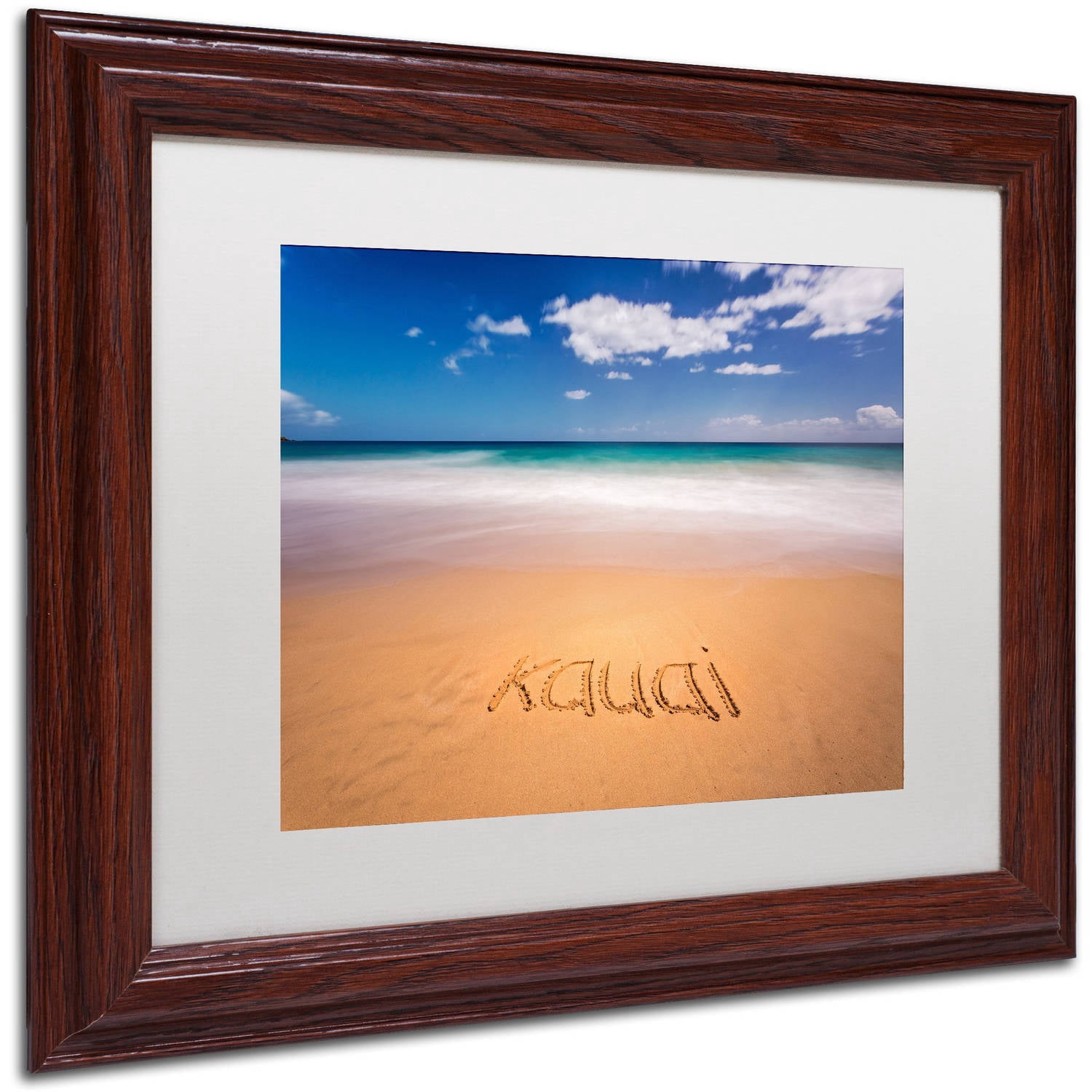 Trademark Fine Art 'Kauai' Canvas Art by Pierre Leclerc, White Matte, Wood Frame