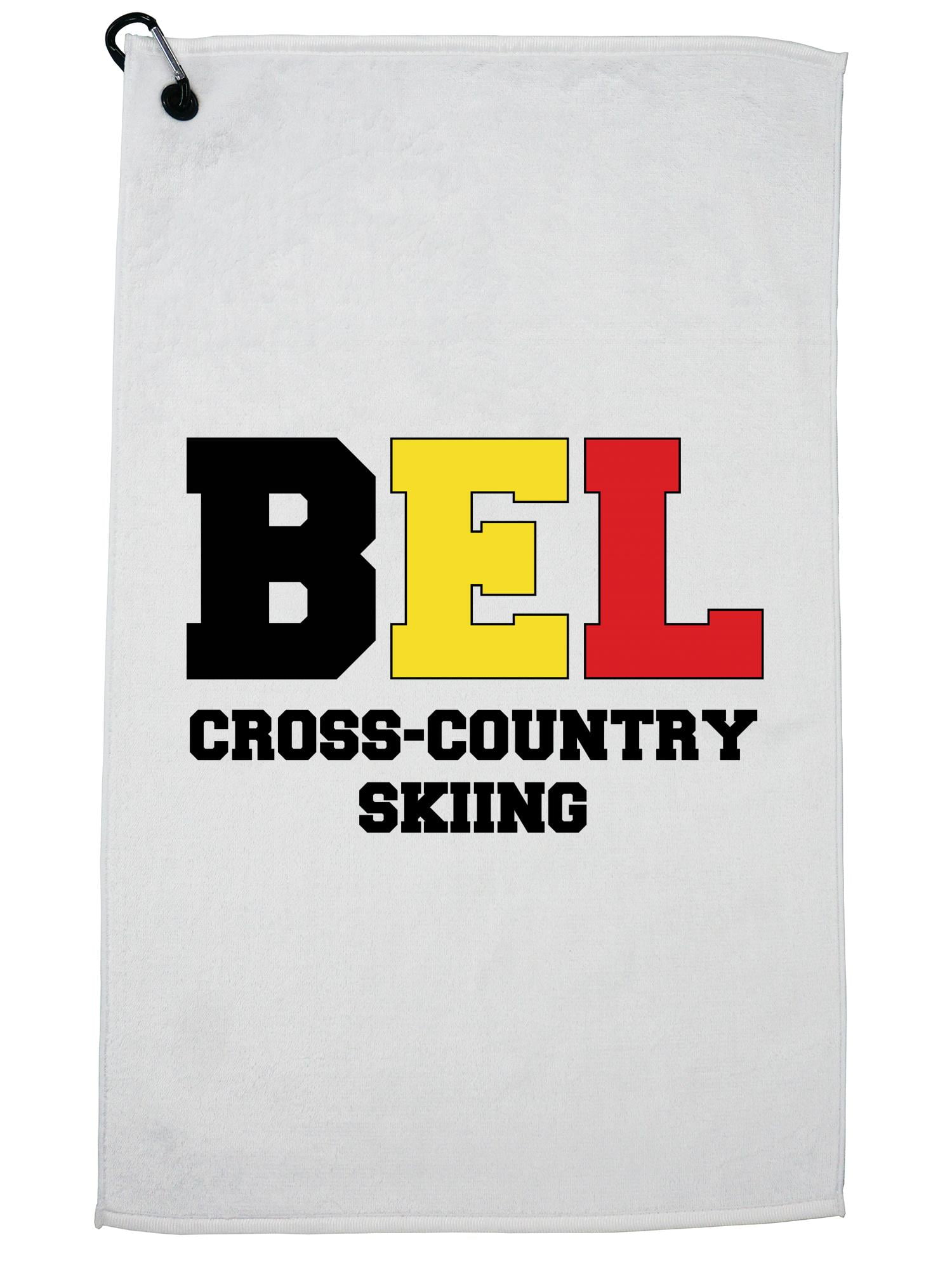 Belgian Cross-Country Skiing Winter Olympic BEL Flag Golf Towel with Carabiner Clip by Hollywood Thread