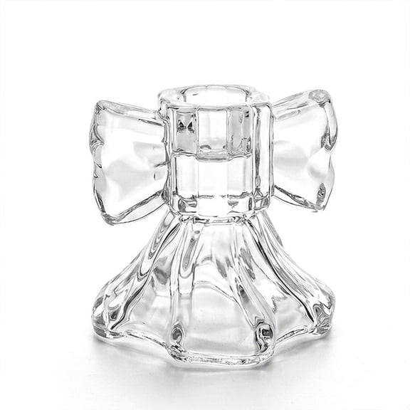 Qholemyo Bow Shaped Transparent Glass Candleholder Tabletop Ornament Home Decor Indoor Table Decor