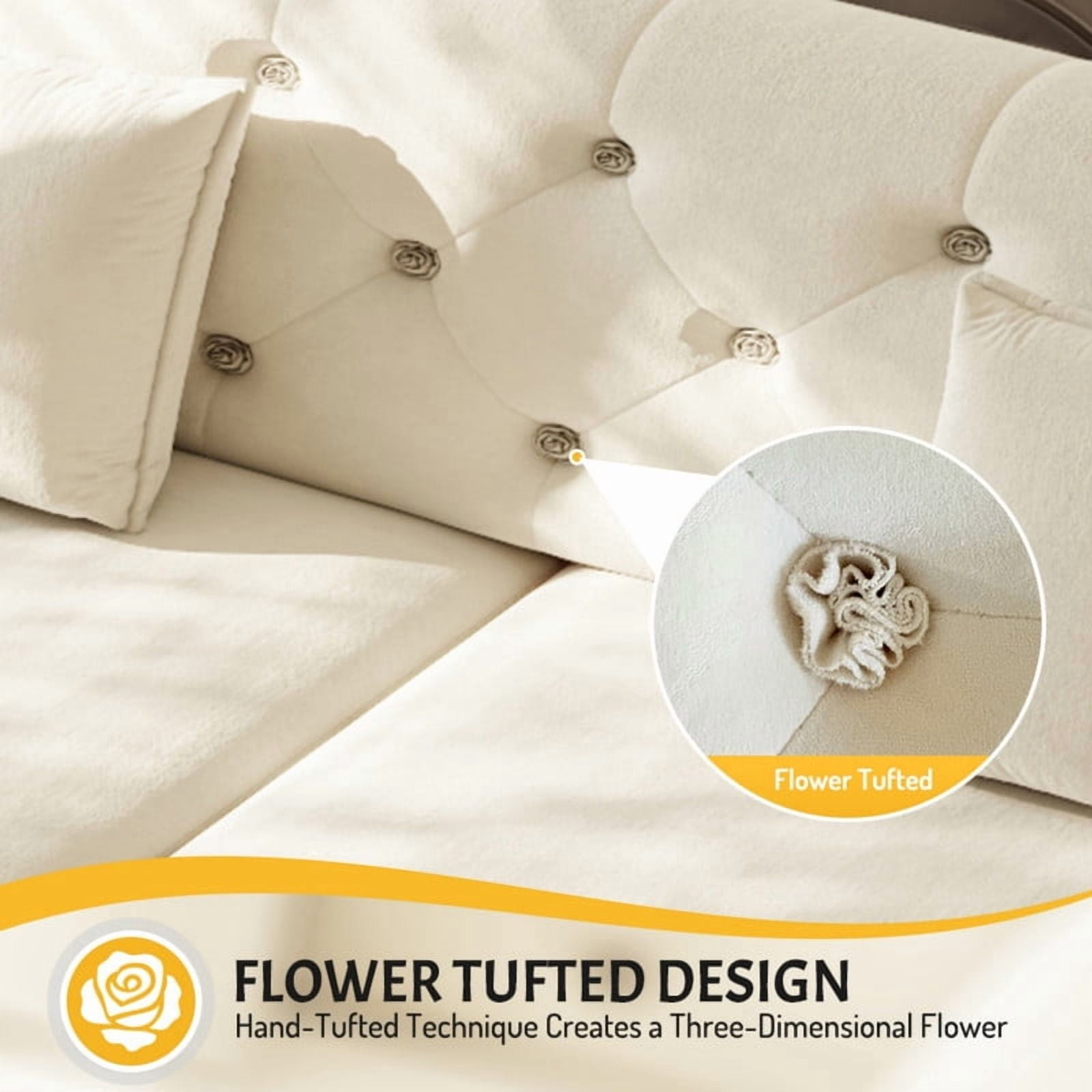 74.4"W Velvet Tufted 2-in-1 Pull Out Sofa Bed, Convertible Sleeper Sofa, Upholstered Large 3-Seater Loveseat Couch