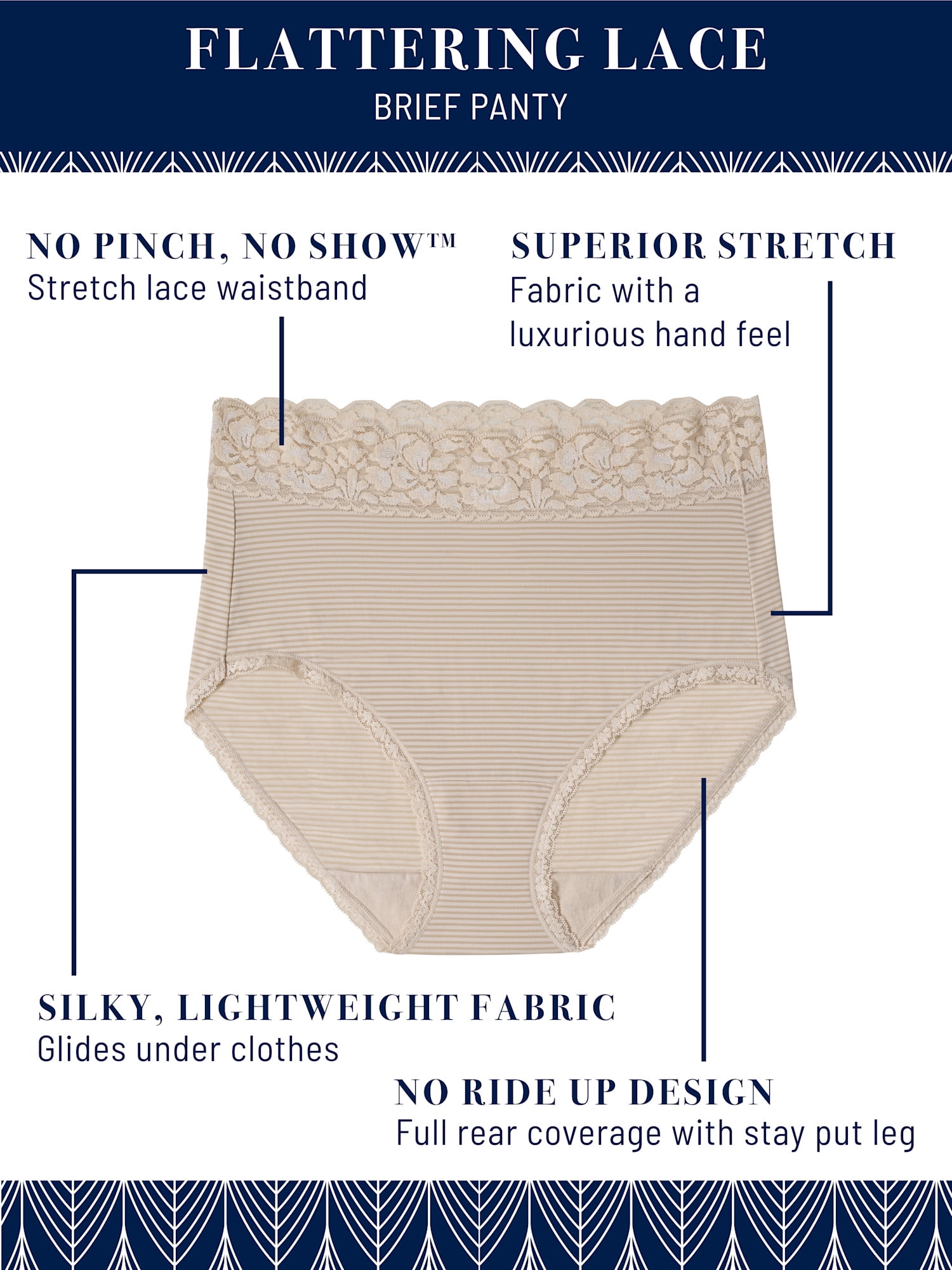 Vanity Fair Lingerie Women's Flattering Lace Brief Underwear