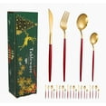 thumbnail image 1 of (Or+rouge) Ensemble de Couverts 24 Pcs - 6 Réglages - Meilleur Cadeau, 1 of 4