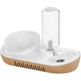 thumbnail image 1 of Cuencos para gatos, paquete de 2 cuencos de agua y comida, dispensador automático de agua con cuenco de comida, cuenco de comida para gatos con soporte elevado, color marrón, 1 of 4