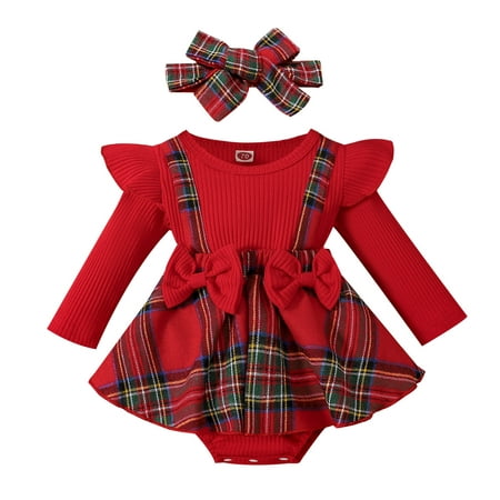 

Jdefeg Premature Baby Clothes Girl Girls Long Sleeve Plaid Prints Romper Bowknot Ribbed Bodysuits Headbands Outfits Shirt Baby Baby Winter Clothes Cotton Blend Red 70