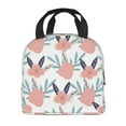 thumbnail image 3 of Reusable Lunch Bag, Insulated Lunch Bag for Women Men - Pink Flower Leaf Pattern Tote Lunch Bag, Picnic School Work Office, 3 of 9