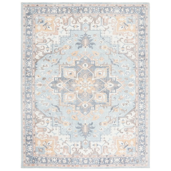SAFAVIEH Restoration Vintage Ava Medallion Area Rug, Ivory/Light Blue, 8' x 10'
