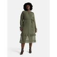 thumbnail image 2 of Time and Tru Women's High Neck Tiered Midi Dress, Sizes XS-XXXL, 2 of 5