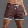thumbnail image 4 of Xdzjlr Running Shorts For Men,Summer Solid Color Rainbow Pocket Drawstring Straight Beach Leisure Running Shorts For Men, 4 of 5