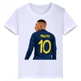 thumbnail image 3 of Camiseta de algodón blanca con estampado de Mbappé para niños, camisetas deportivas informales de verano de manga corta para niños y niñas, 3 of 5