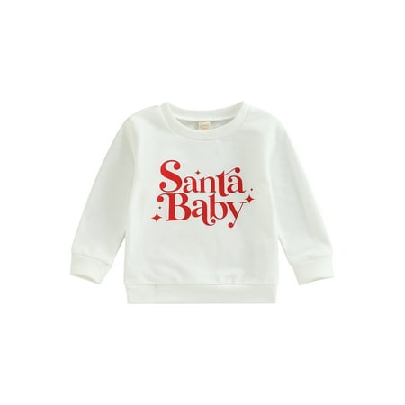 

Nokpsedcb Toddler Baby Girls Boys Christmas Sweatshirts Letter Xmas Tree Print Long Sleeve Pullovers Autumn Winter Tops White 3-4 Years