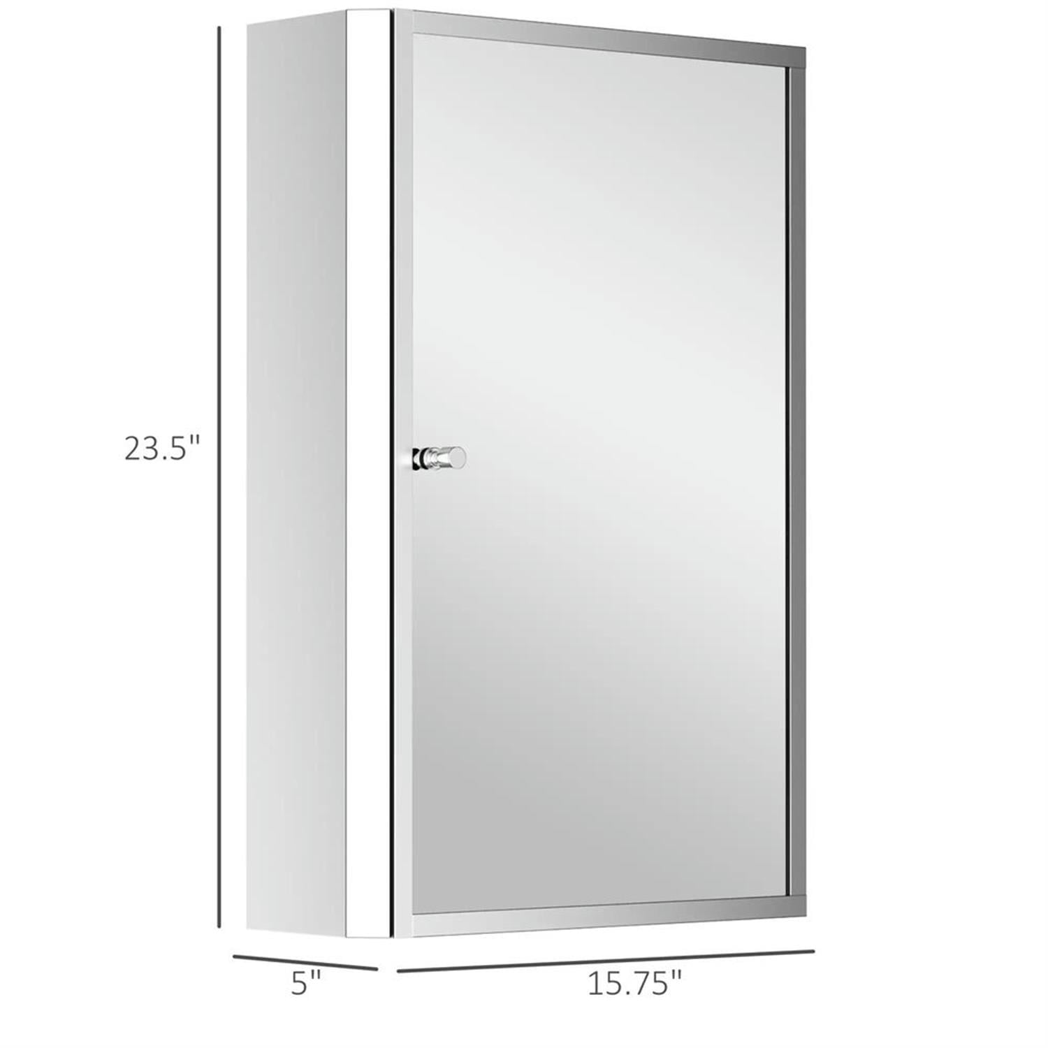Demi Bonn Wall-Mounted Medicine Cabinet, 16"x24" Stainless Steel Frame, Single Door for Bathroom Storage Organizer, Silver