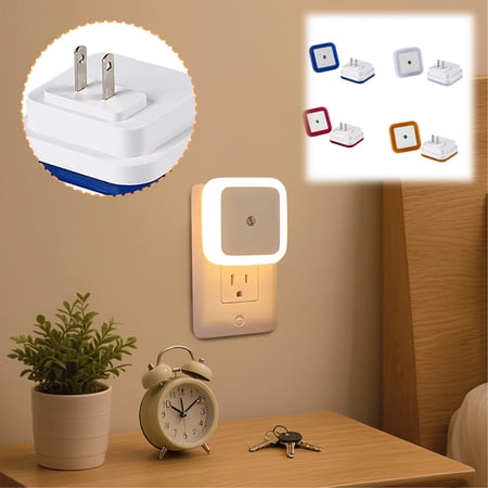 Auto-Dimming Night Light Plug in Wall – Smart Dusk to Dawn Sensor LED for Baby Nursery Bathroom & Hallway Energy Efficient Warm White Safety Light 4pcs