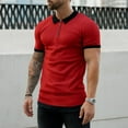 thumbnail image 2 of Gibobby Playera Polo Hombre Polo de manga corta con cierre para hombre estilo casual de punto(Rojo,G), 2 of 4
