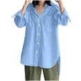 thumbnail image 2 of Babysbule Womens Plus Size Tops Woman Casual Loose Pullover V-neck Solid Color Shirt, 2 of 8