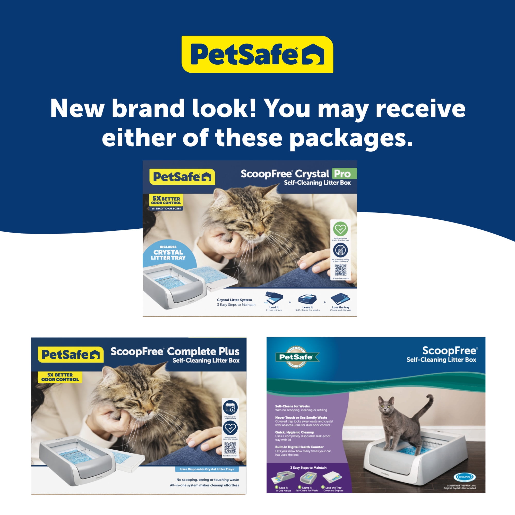 PetSafe ScoopFree Crystal Pro Self-Cleaning Cat Litter Box, Automatic, Unbeatable Odor Control, Gray