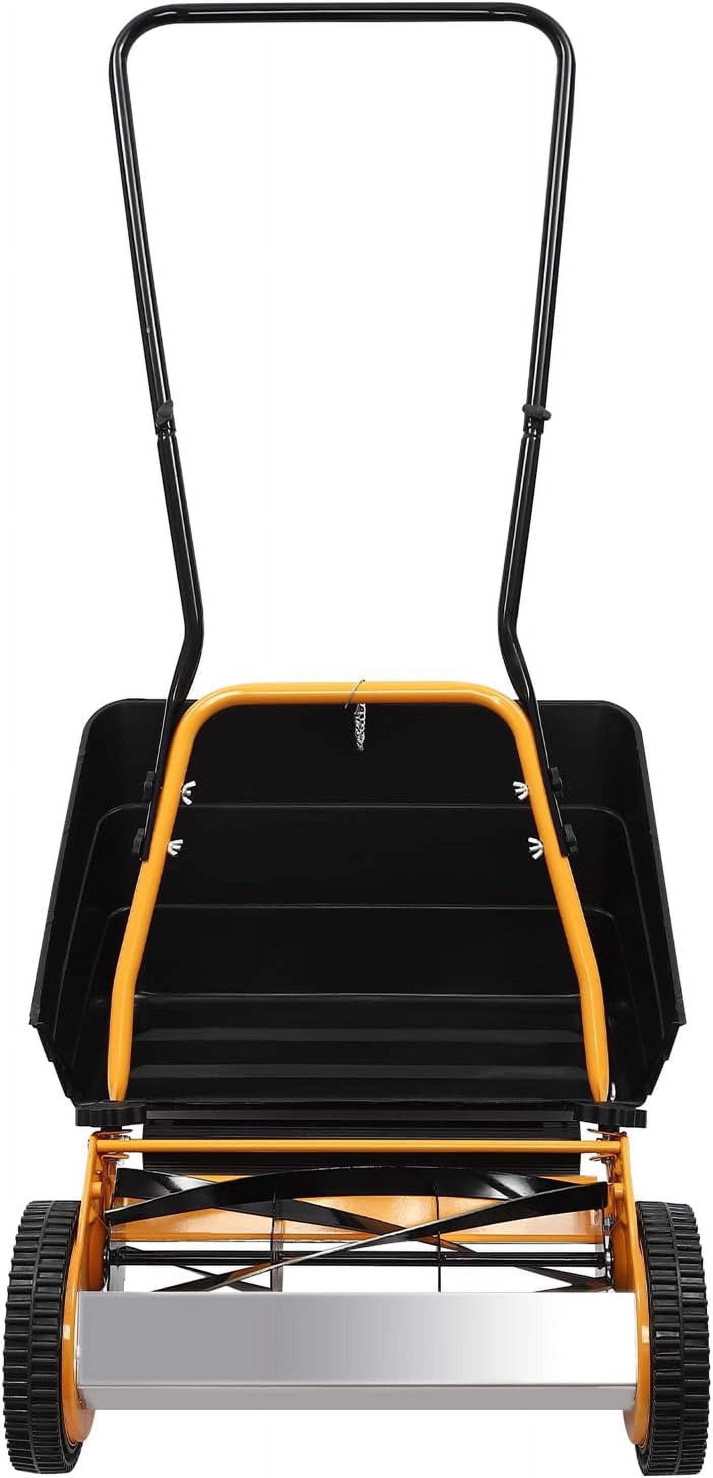 Push Reel Lawn Mower 16Inch Manual Push Mower Grass Trimmer with Grass Collecting Box Adjustable Cutting Height