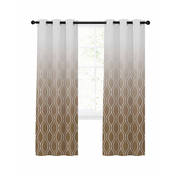 Brown Moroccan Abstract Blackout Curtains, Light Blocking Print Window Curtains, Geometric Gradient Modern Art Thermal Insulated Window Drapes for Living Room Kitchen Cafe 2 Panels, 104"W x 63"L