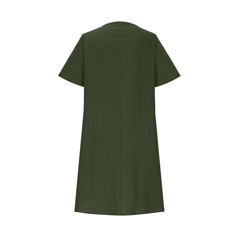 Blmnix Summer Dress Pleated Dress Elegant Fit & Flare Mid-Length Petticoat  Crew Neck Short Sleeve Green Wedding Guest Dresses for Women,M - Walmart.com