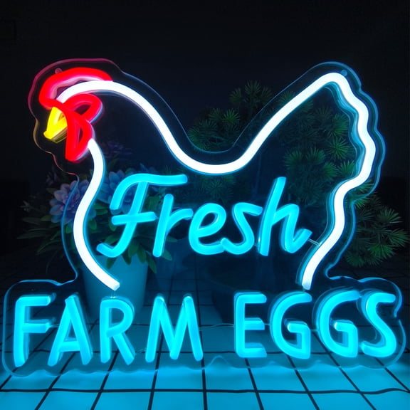 Fresh Farm Eggs Neon Sign,Farmhouse Kitchen Neon Light Sign for Chicken Coop Supermarket Garden Restaurant Farmers Market Decor