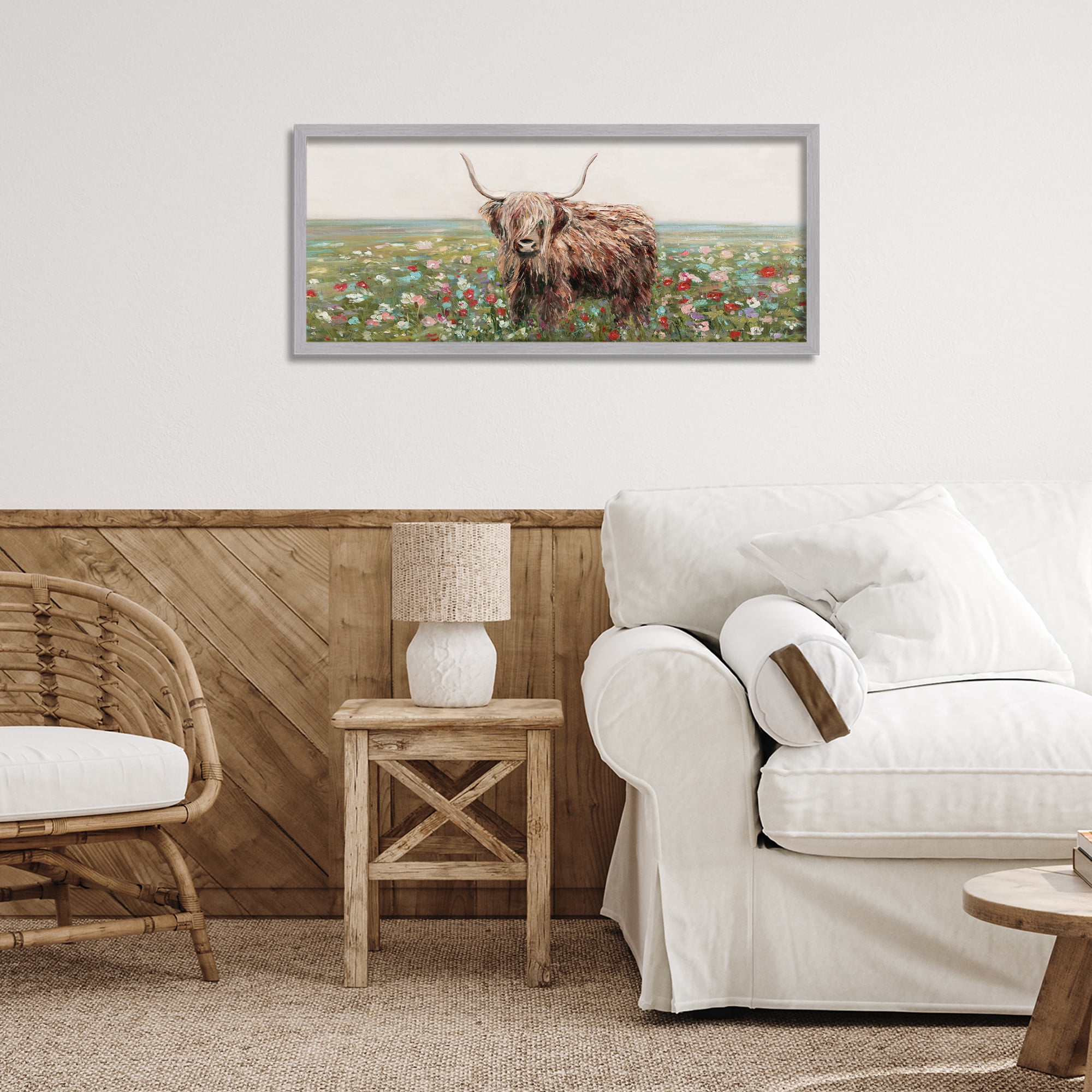 Stupell Industries Grazing In Poppy Field Gray Framed Giclee Art, design by Sally Swatland