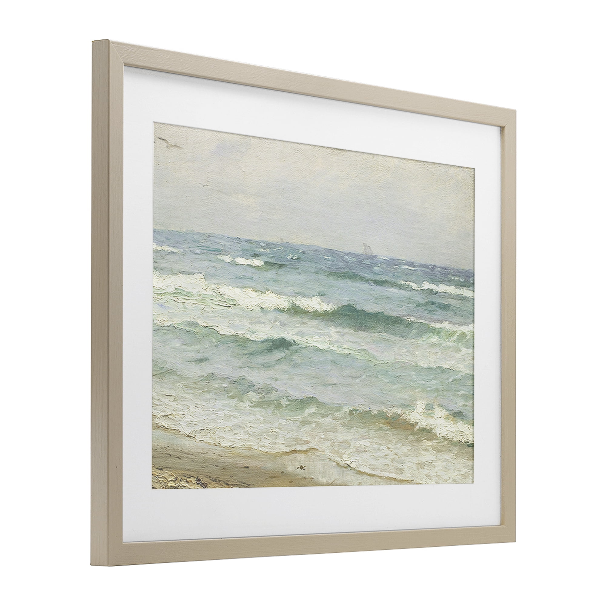 Stupell Industries Vintage Waves on The Shore Birch Framed Print Under Glass, design by Leah Straatsma