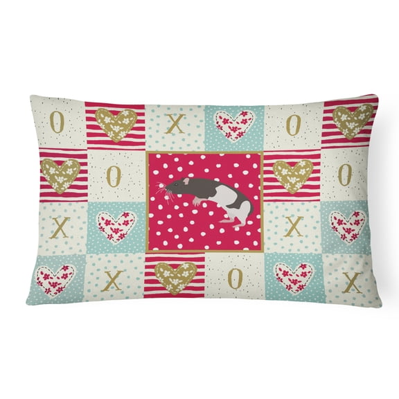 Carolines Treasures CK5464PW1216 Tailless Rat Love Canvas Fabric Decorative Pillow, Red, 12H x16W, multicolor