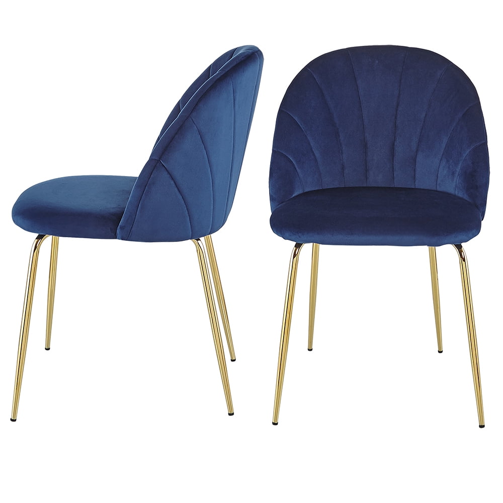 Kepooman Modern Blue Dining Chairs Set of 2, Chic Velvet Chairs with Golden Metal Legs and Padded Seat&Back at Home, Leisure Side Chairs for Makeup/Bedroom/Kitchen/Living Room/Cafe Kepooman Modern Blue Dining Chairs Set of 2, Chic Velvet Chairs with Golden Metal Legs and Padded Seat&Back at Home, Leisure Side Chairs for Makeup/Bedroom/Kitchen/Living Room/Cafe