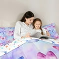 thumbnail image 5 of Manfei Cartoon Pink Butterfly Full Size Comforter Sets, Dreamy Watercolor Bedding Comforter Set, Teens Kids Girls Female Reversible Bedding Sets, Luxury Bedroom Decor, 3pcs, 5 of 9