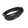 thumbnail image 3 of Pulsera de cuero PU Yinane Pulsera casual apilable para novio Hombres Negro, 3 of 8
