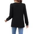thumbnail image 3 of TEMOFON Womens Tops Fall Blouses Long Sleeve Tunic Square Neck Long Sleeve Shirts Lightweight Sweaters Pleated Casual Loose Fit Dressy Solid Color Black Size XL, 3 of 6