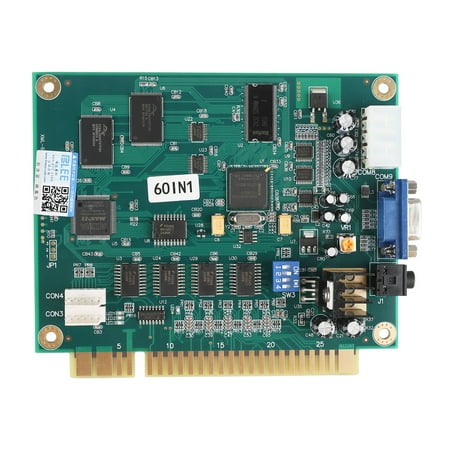TSV Classic 60-in-1 Arcade Game PCB Board Multiple Arcade Games Video Board CGA/VGA Output Arcade Machine Parts, Built-in Mounting Holes for Easily Install Classical Jamma Arcade Gaming PCB Board