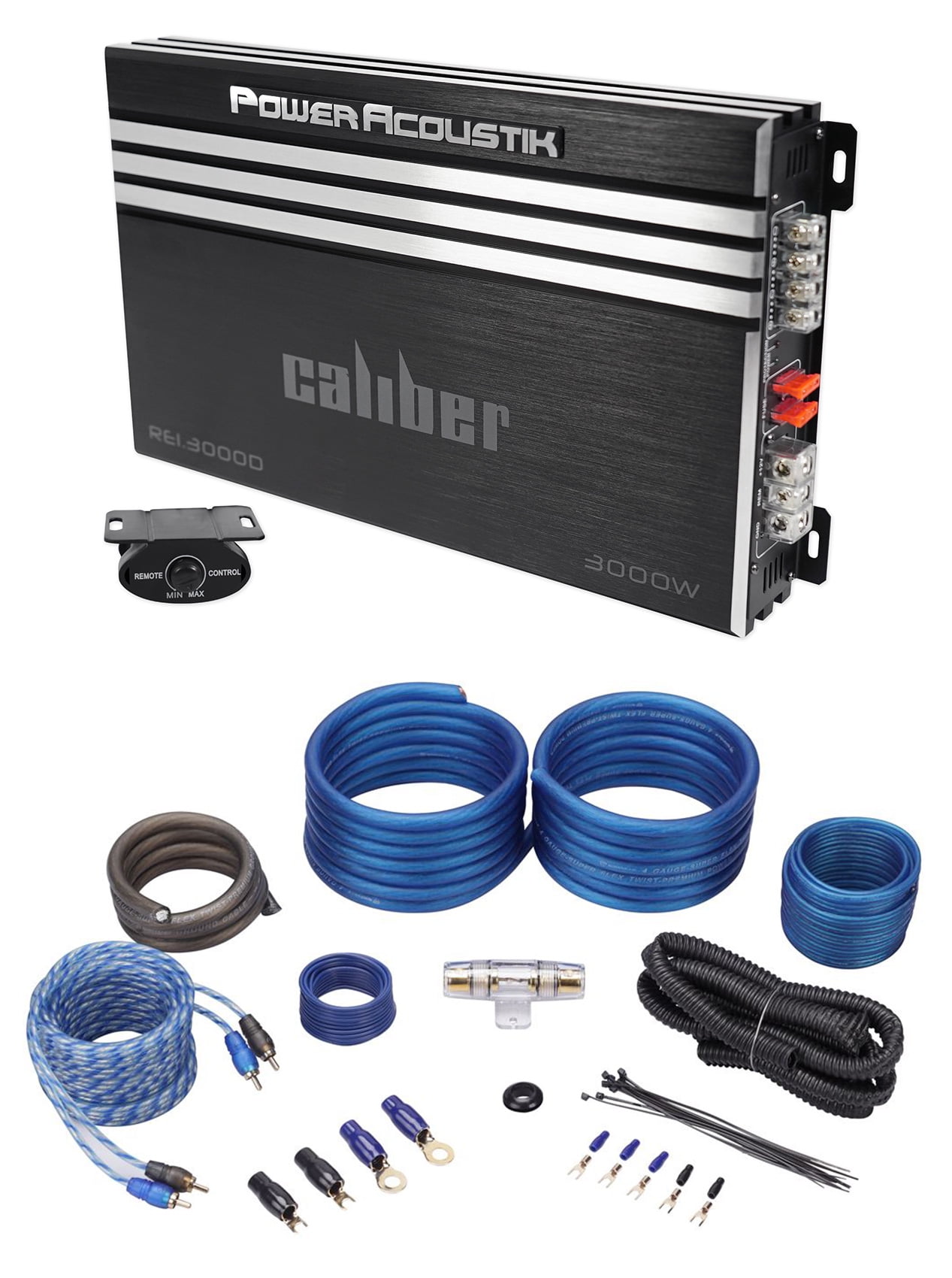 Power Acoustik RE13000D 3000 Watt Mono Amplifier Car Stereo Amp+Wire Kit