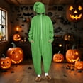 thumbnail image 2 of Rohuuque Men's and Women's Festive Onesie Animal Dress Up Christams Jumpsuits One-Piece Pajama with Hood and Pocket Lounge Wear Green, 2 of 9