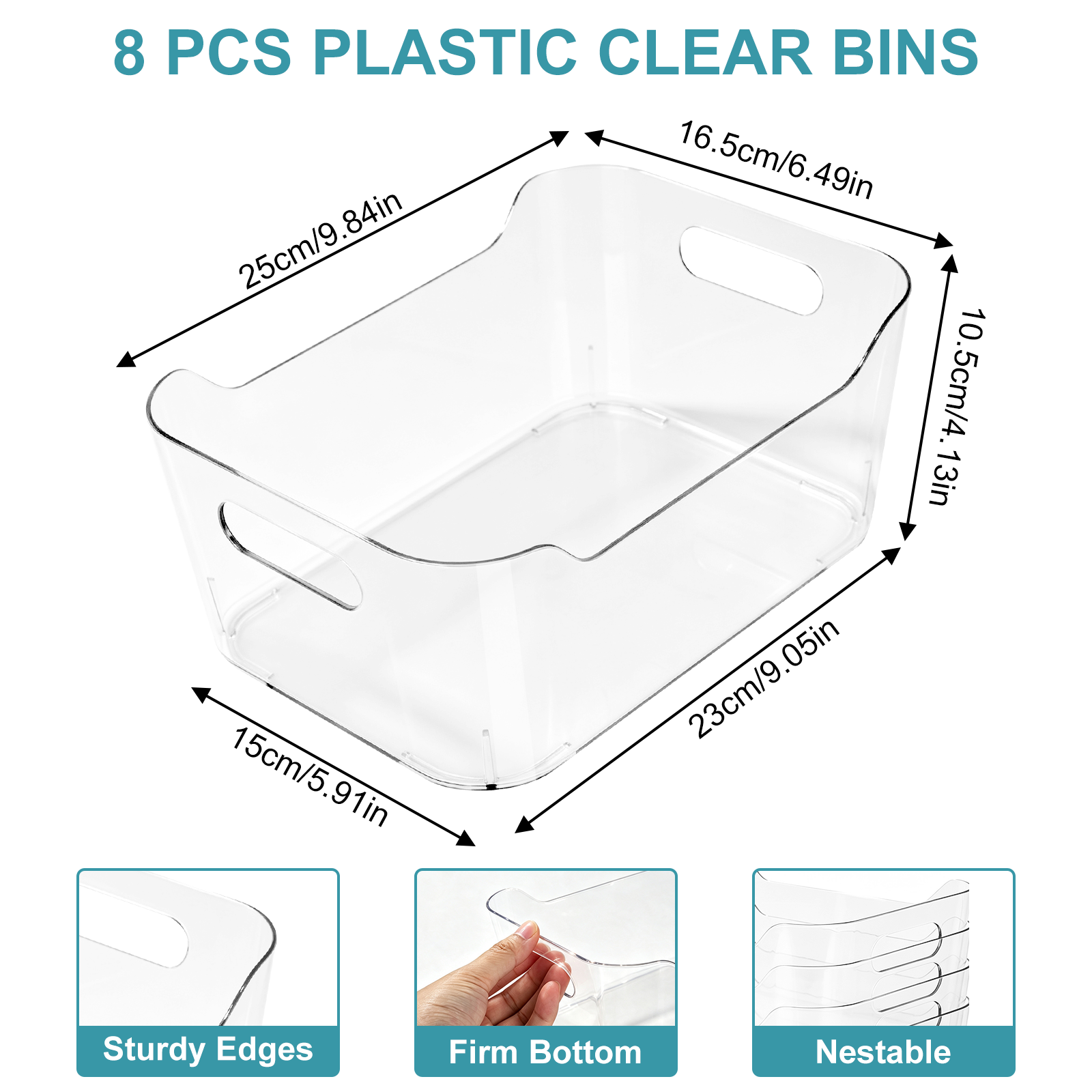 Taimasi 8-Pack Clear Plastic Storage Bins with Handles photo 5