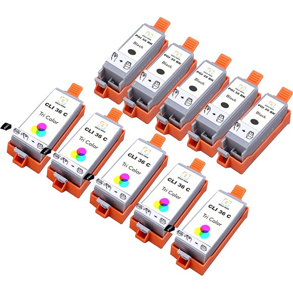 10 Pack Zulu Inks CLI36 PGI35 Ink Cartridges Compatible PIXMA IP100V PIXMA iP100 PIXMA iP110
