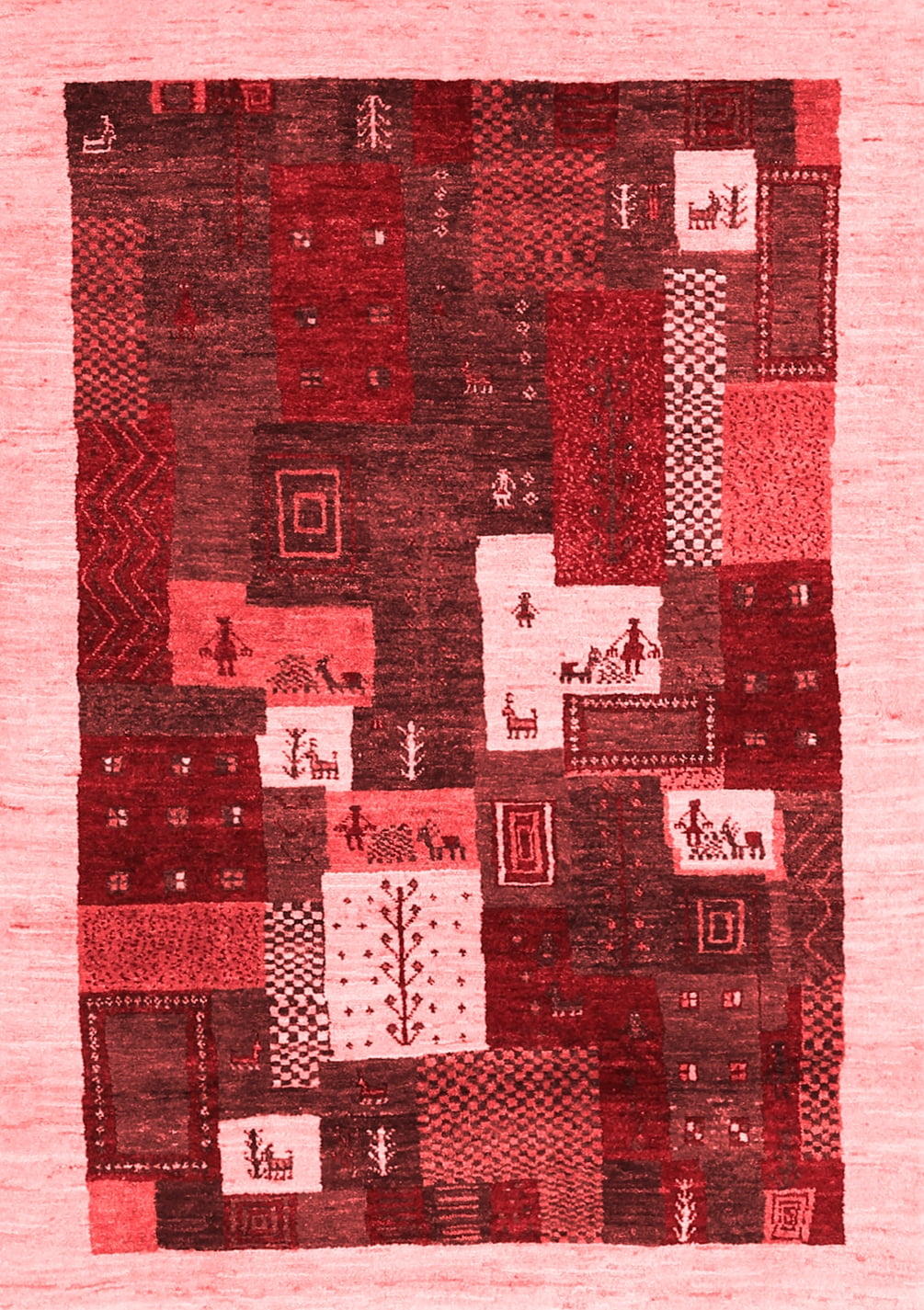 Ahgly Company Indoor Rectangle Abstract Red Contemporary Area Rugs, 5 ...